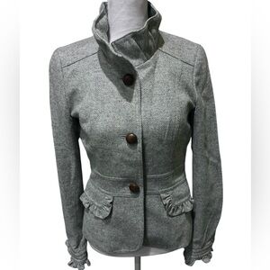 J. Crew Gray Blazer with Tailored Silhouette and Stand-Up Collar